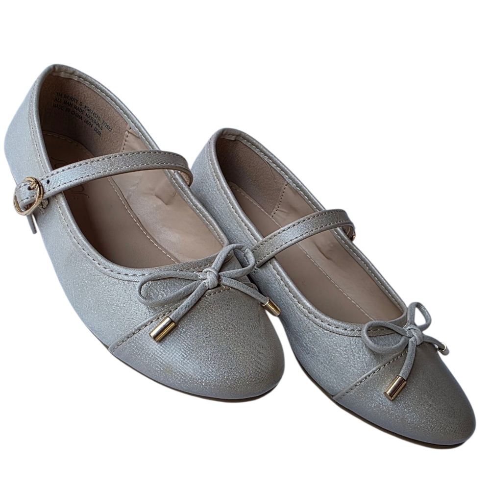 Sugar Gray Mary Jane Flats with Bow